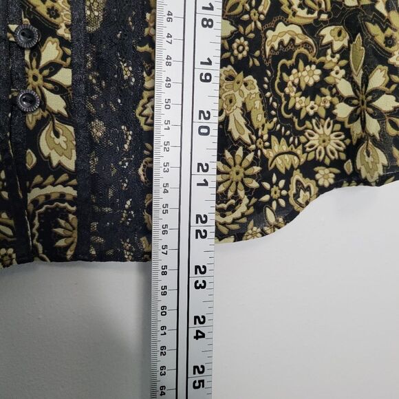 Dark victorian paisley print lace enchanting charming cap sleeve blouse size 10 - Picture 6 of 6